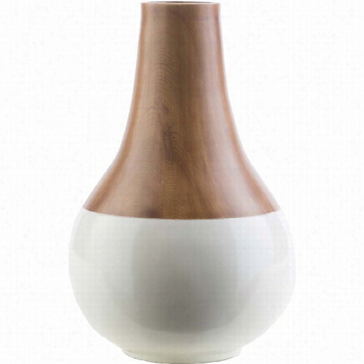 Suray Maddox  11.62 X 7.25 Resin Vase In Glossy Brown And Hwite