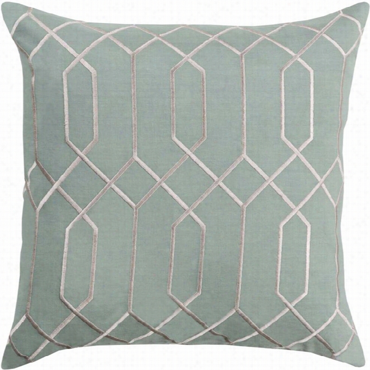 Surya Skyline Poly Fill 20 Square Pillow In Moss And Gray