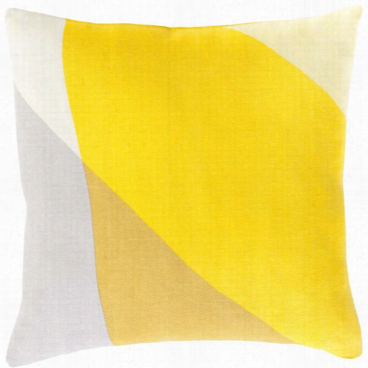 Surya Teori Poly Dilate 22 Square Pillow In Yellow And Grzy