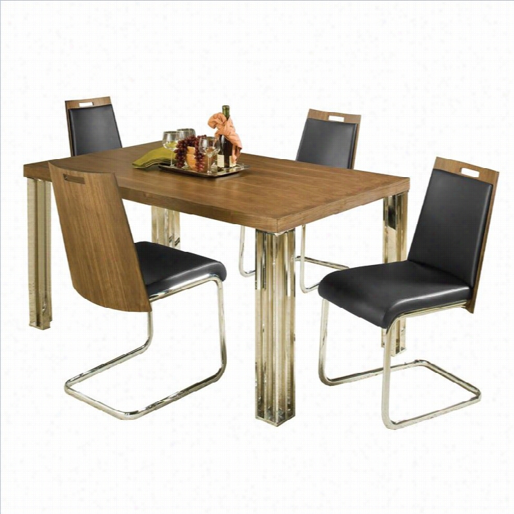 Trivoli 5pc Dining Set In Wzlnut Veneer