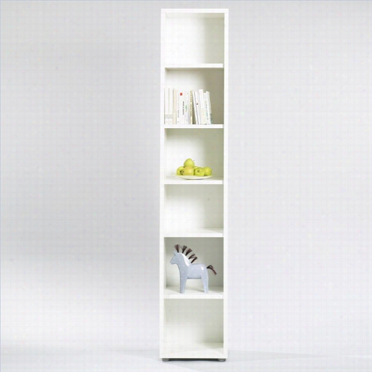 Tvilum Tsructture 87 Tall Narrow Bookcase In White