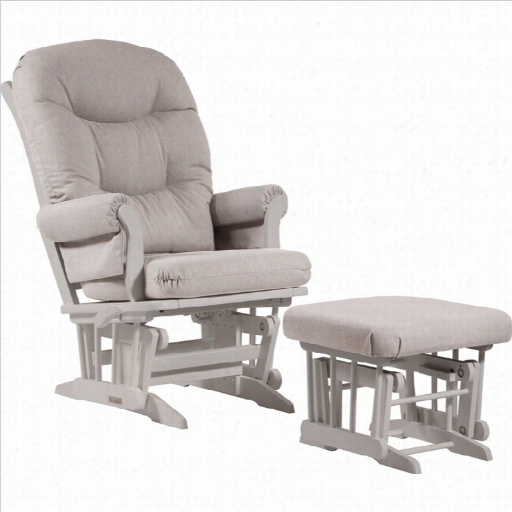 Ultramotion By Udtailier Sligh Gliderreclinermultipositino And Nursing  Ottoman Set In Light Grrey