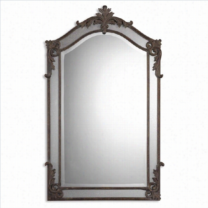 Uttermost Alvita Medium Metal Mirror In Heavy Gray Glaze