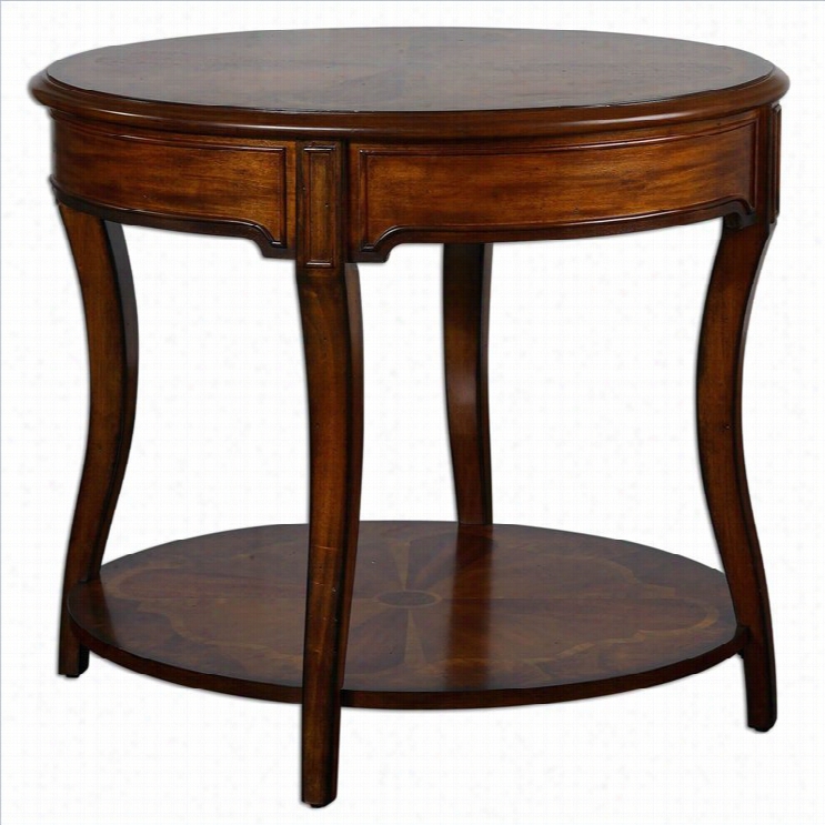 Uttermost Corinne Round Lam Table Iin Hand Rubbed Pecan