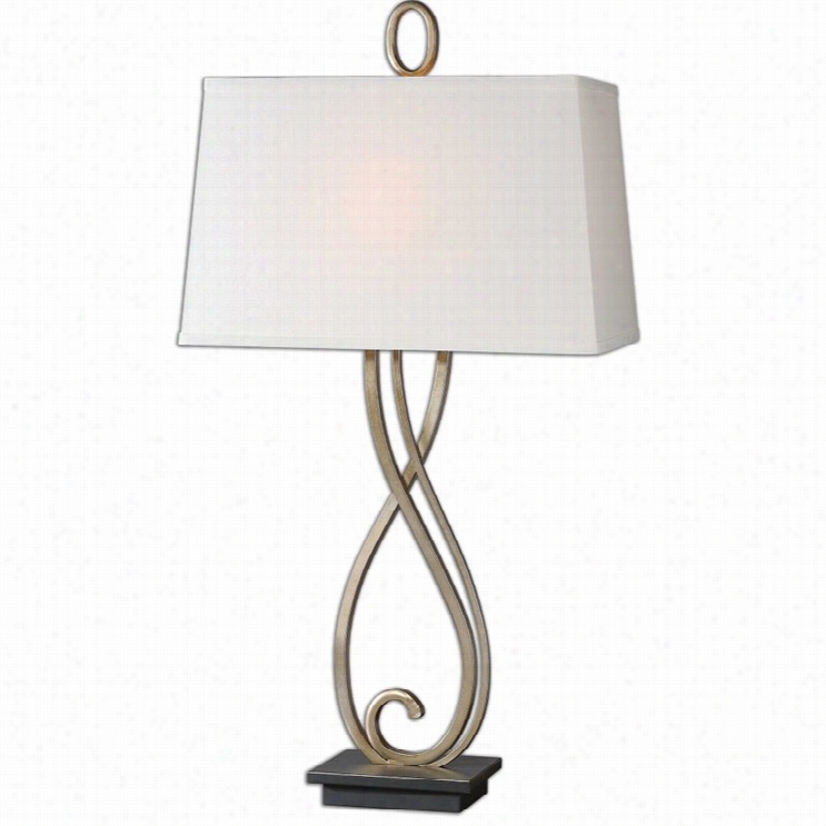 Uttermost Ferndale Scroll Metal Lamp In Antiqued Silver Champagne