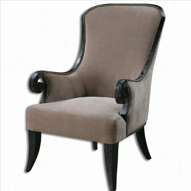 Uttermost Kandy Taupe Velvet Arm Chair Ib Black