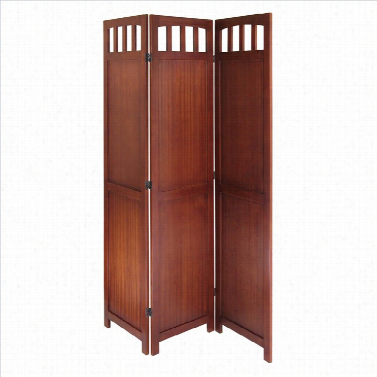 Winsome Folding Screen In Antique Walnut