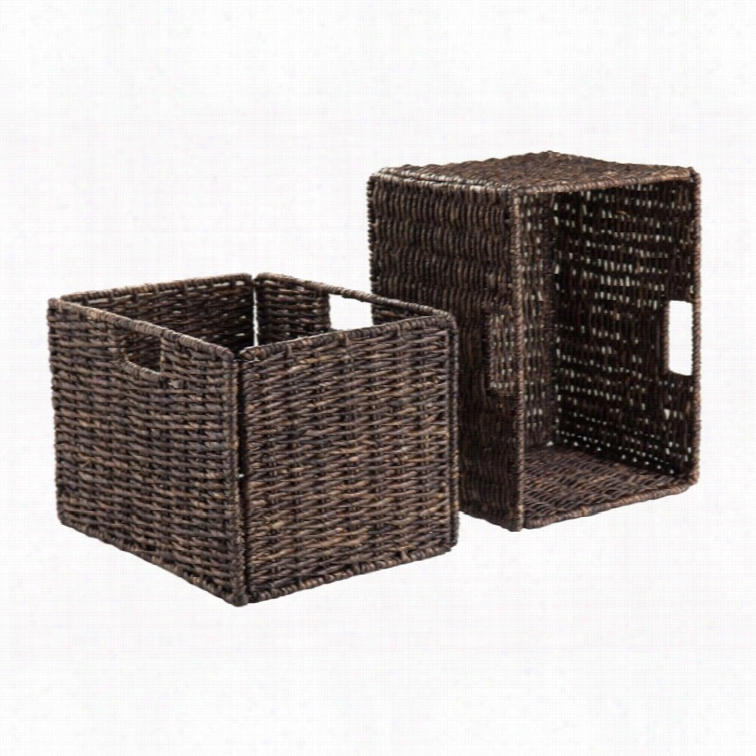 Wnisome Granville 2pc Foldable Tall Baskets Corn Husk In Chocolate