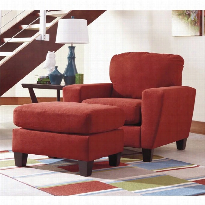 Ashley Sa Gen Fabric Chair And Ottoman In Sienna