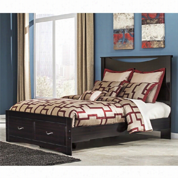 Ashley Zanbury Wood Quee Npanel Drawer Bed In Merlot