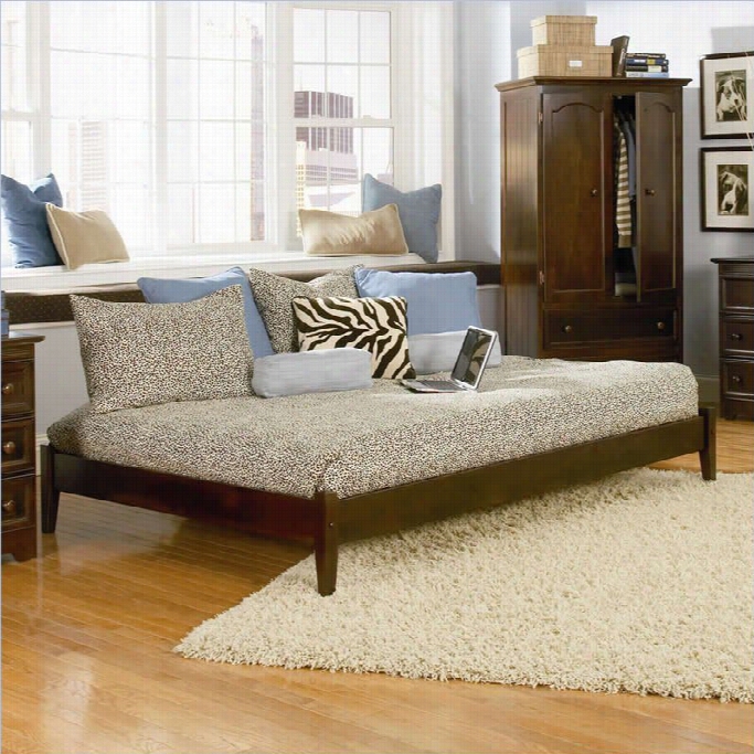Atlantic Furniture Concord Platform Bed With Trundle In Antique Walnut
