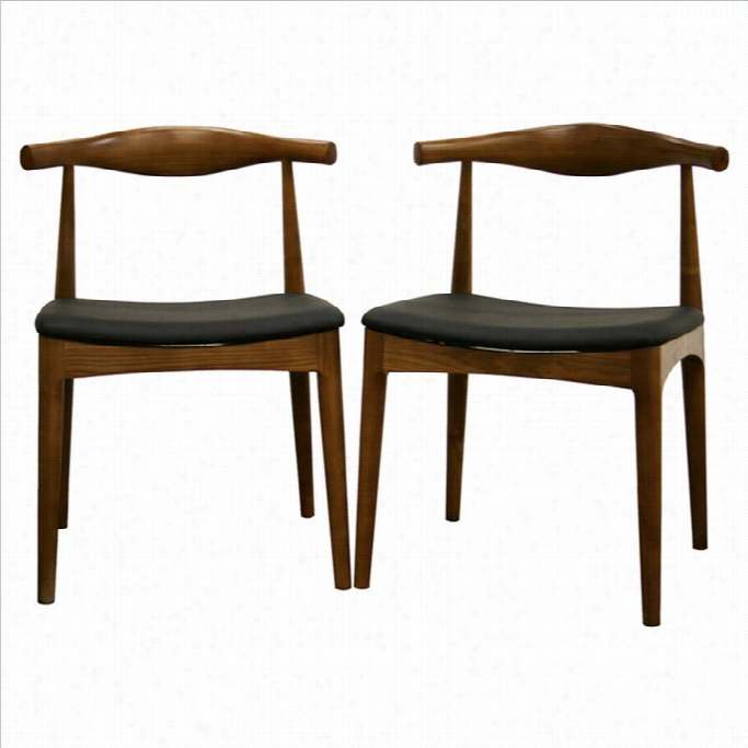Baxton Studio Accent Dining Chair In Walnut (set Of 2)