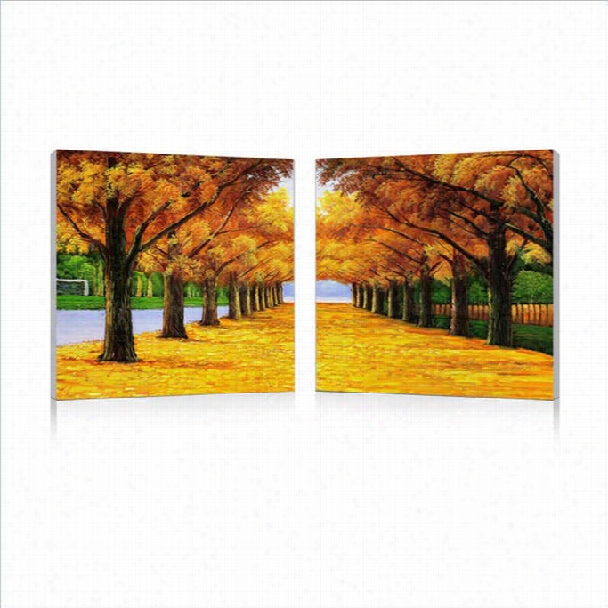 Baxton Studio Autumnal Boulevard Mounted Print Diptych In Mmulticolor