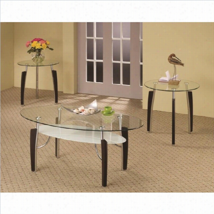 Coaster 3 Piece Ruond Coffee And Fragment Table Set In Cappuccino