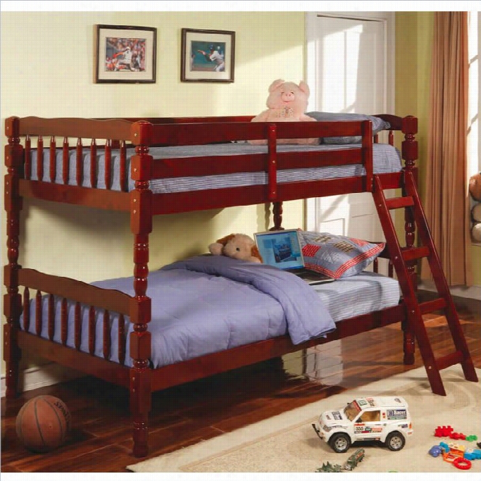 Coaster Corinth Twin Over Twin Bunk Bed In   Cherrry Finish