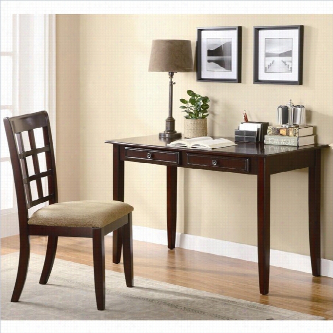 Coaster Desk With Two Drawers In Brown