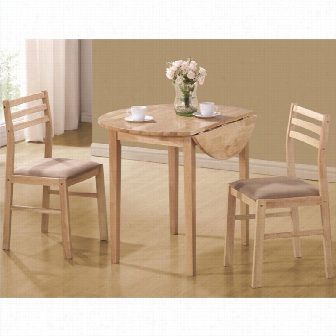 Coaster Dineettes Casual 3 Piece Table And Chair Set In Natural