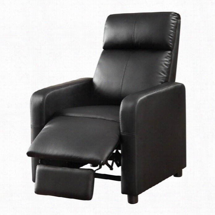 Coaster Leather Push Baci Home Theatre Recliner In Black