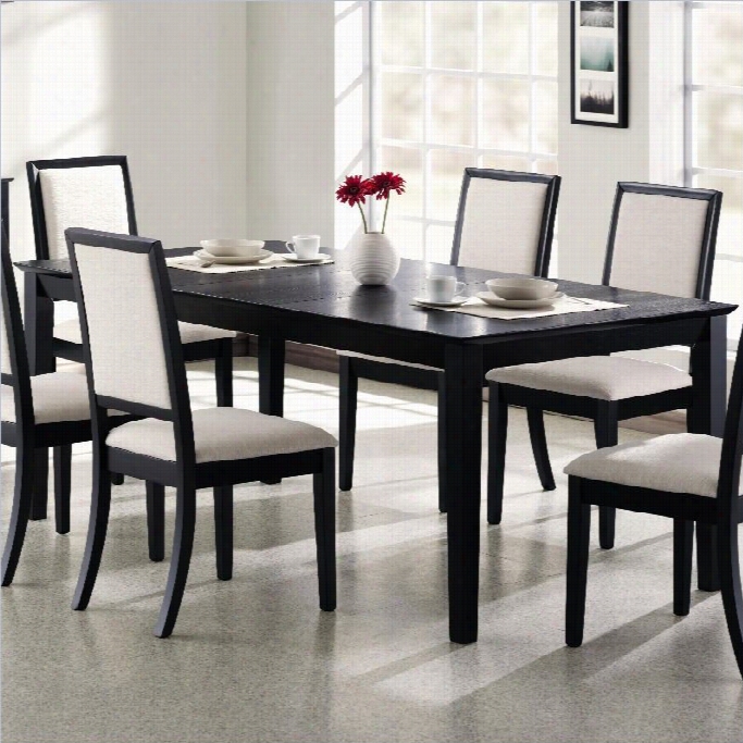 Coaster Lexton Rectangular Dining Table Wit H18 Inch Leaf In Black