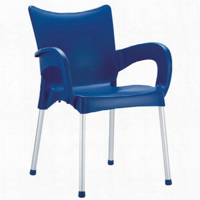 Compamia Romeo Resin  Dining Arm Chair In Dark Blue