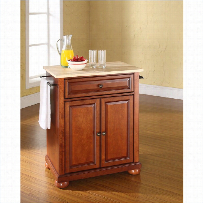 Crosley Furniture Alexandria Natural Woodt Op Kitchen Island In Cherry