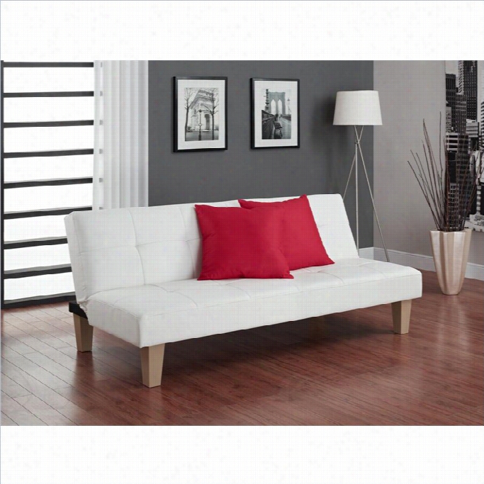 Dhp Aria Faux Leather Convertible Sofa In  Whit 