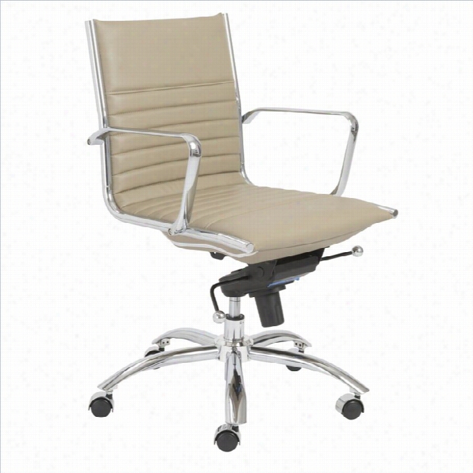 Eurostyle Dirk Low Back Office Chair In Taup E And Chrome