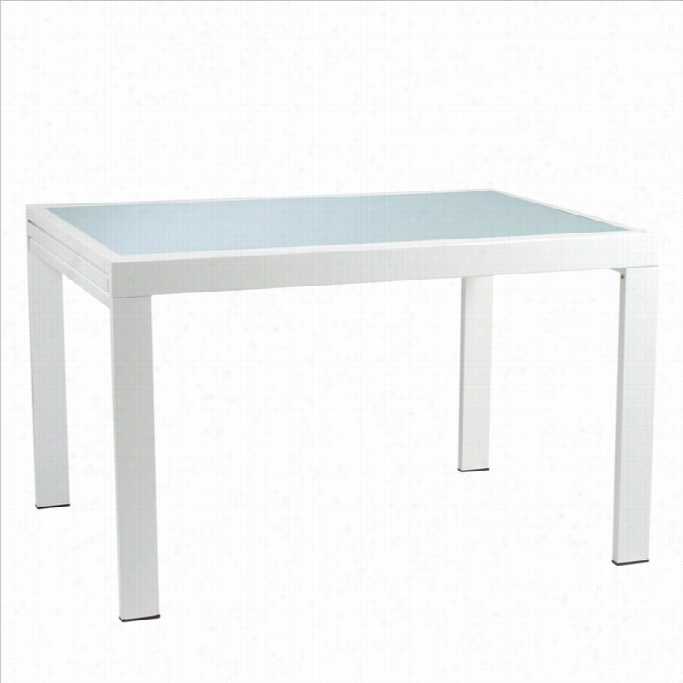 Eurostyle Duo Rectangular Xetension Dining Table In White Nad Frosted Glass