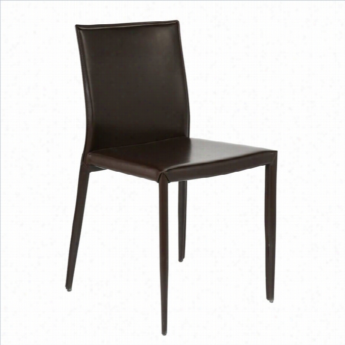 Eurostyle Shen Dining Chair In Brown Leather