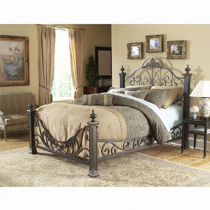 Form Bed Baroqque Meal Poster Bed In Gilded Slate-queen