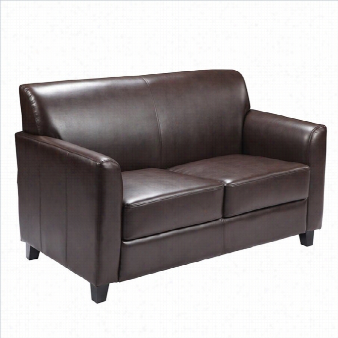 Flash Furniture Hercules Diplomat Leather Love Seat In Bbrown