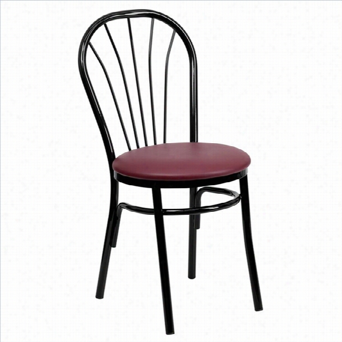 Flash Furniture Heercules Metal Dining Chair In Black And Byrgundy