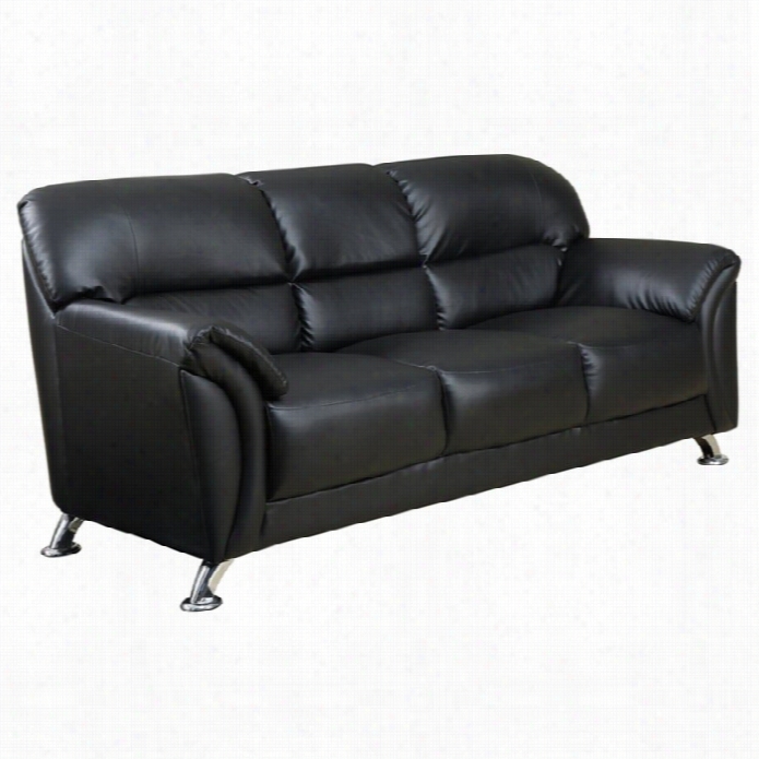 Global Furniture Usa 9103 Pvc Faux Leather Sofa In Black/chrome Legs