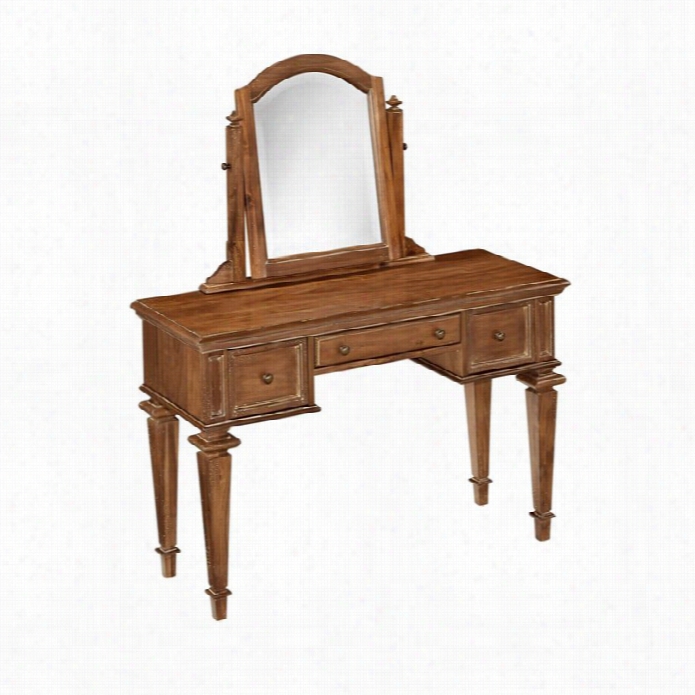 Home Styles Americana Bedroom Vanity And Mirror In Natural Acacia