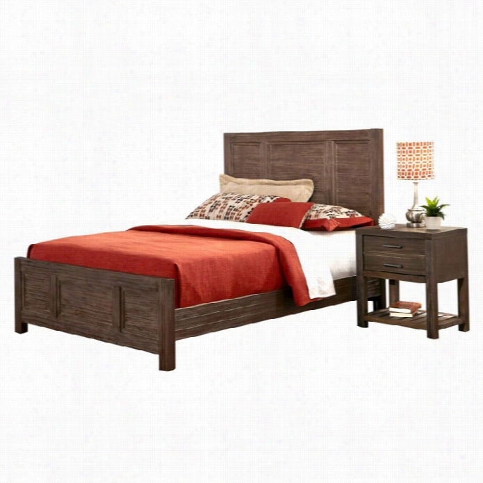 Home Styles Barnside 2 Piece Wood Queen Bedroom Set Im Weaathered Brown