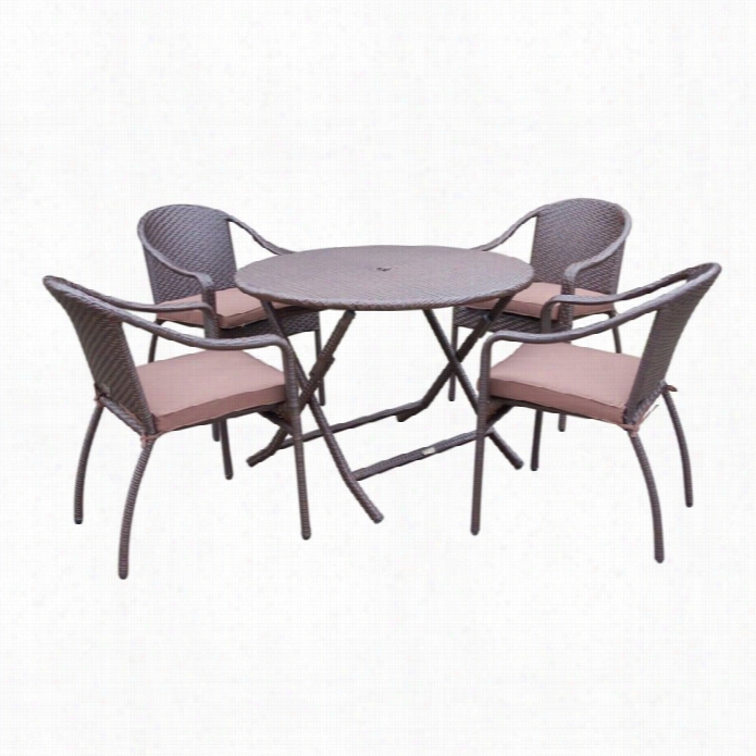 Jeco 5 Piiece Wicker Table Dining Set In Brown