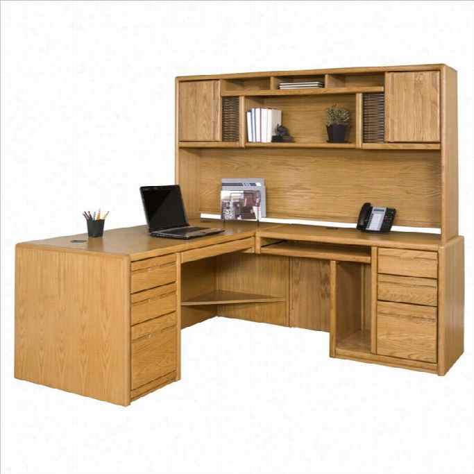 Martin Furniture Contempoary Rhf L-shape Home Office Set In Medium Oak