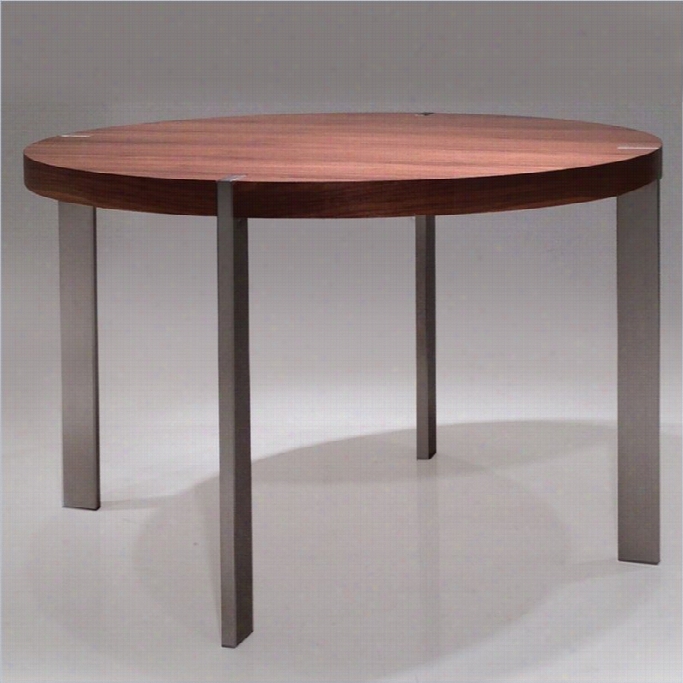 Mobital Voom Dining Table  Round In Natural Walnut