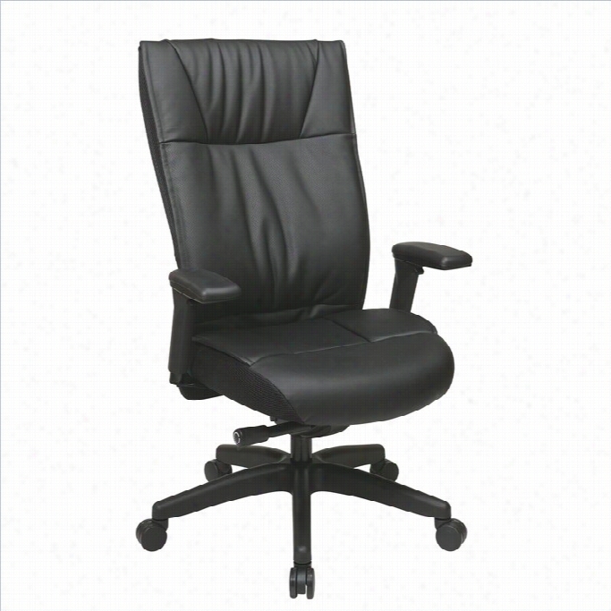 Office Star 973 Series Leather Executive Office Chair Wwith Arms In Black