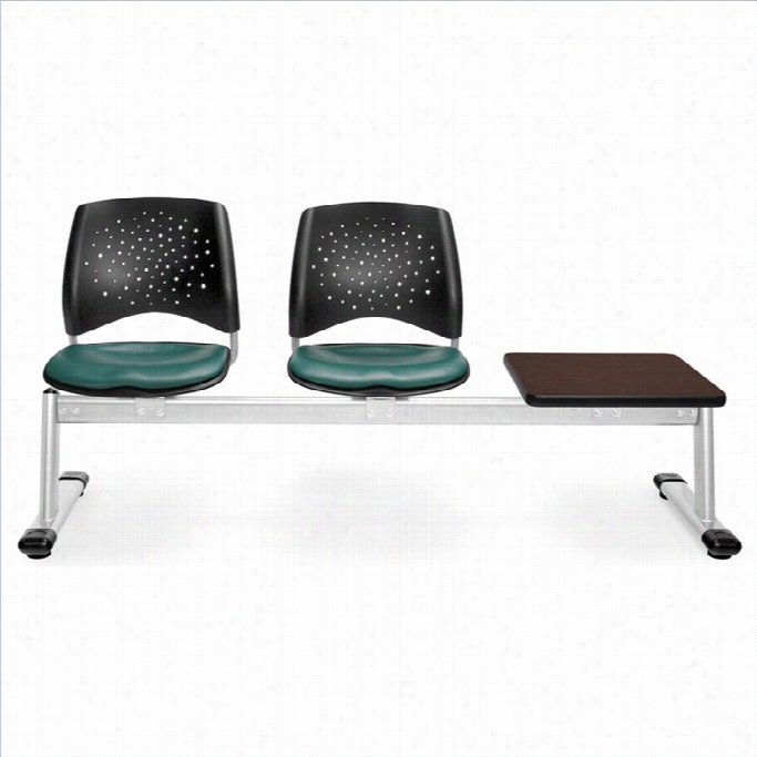 Ofm  Star 3 Ebam Seating With 2 Vinyl Seats And Table In Teal And Mahogan