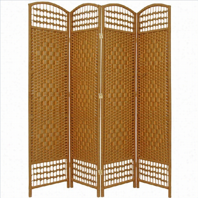 Oriental Equipage Four Panel Fiber Weave Room Divider In Light Beige