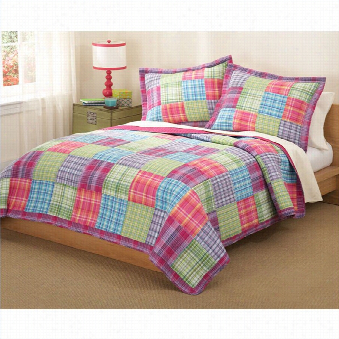 Pem America Kelsey Pink Multicolor Quilt Set-full/queeh