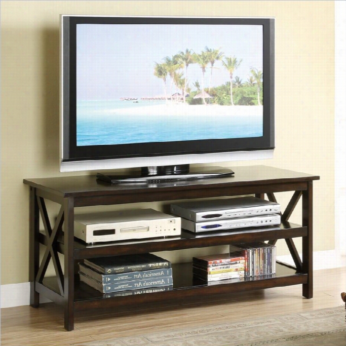Poundex Simplicity Tv Stand In Broown