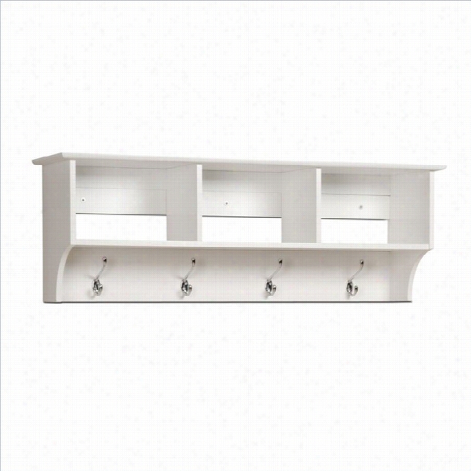 Prepac Sono M Awhite Cubbie Shelf Wall Coat Rack For Entryway