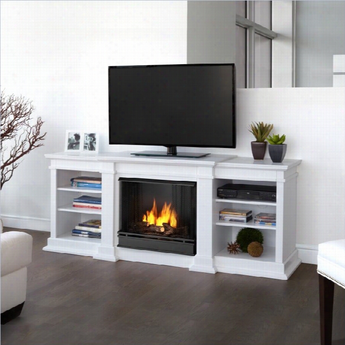 Real Flame Fresno Tv Stand Gel Fireplace In White