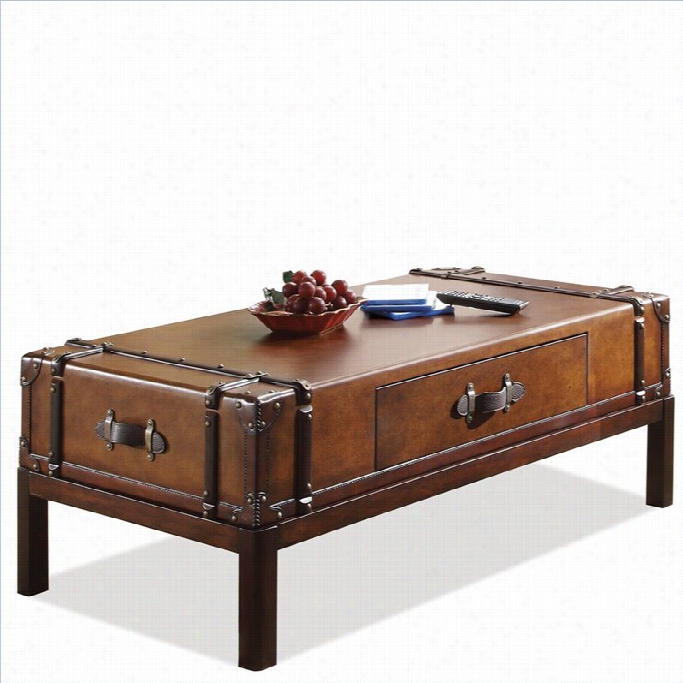 Riverside Appendages Latitudes Suitcase Cocktail Table In Aged Cognac Wood