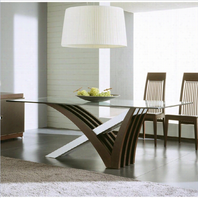 Rosestto Mirage Clear Glass Dining Table In Wenge
