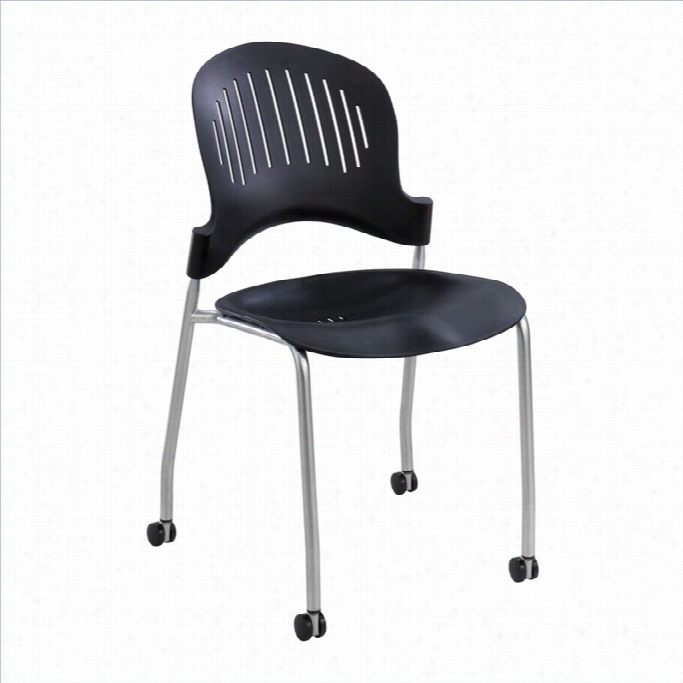 Safco Zippi Plastic Stack Stacking Chair In Black (set Of 2)