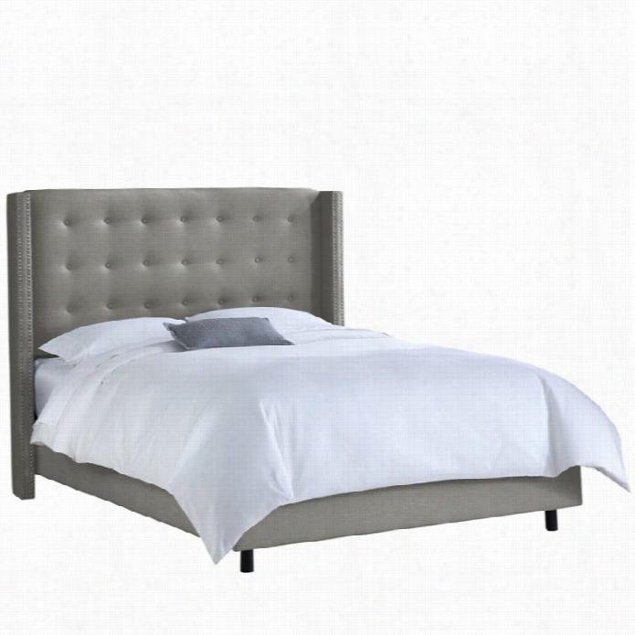 Skylinew Ingback Bed In Linen Grey-full