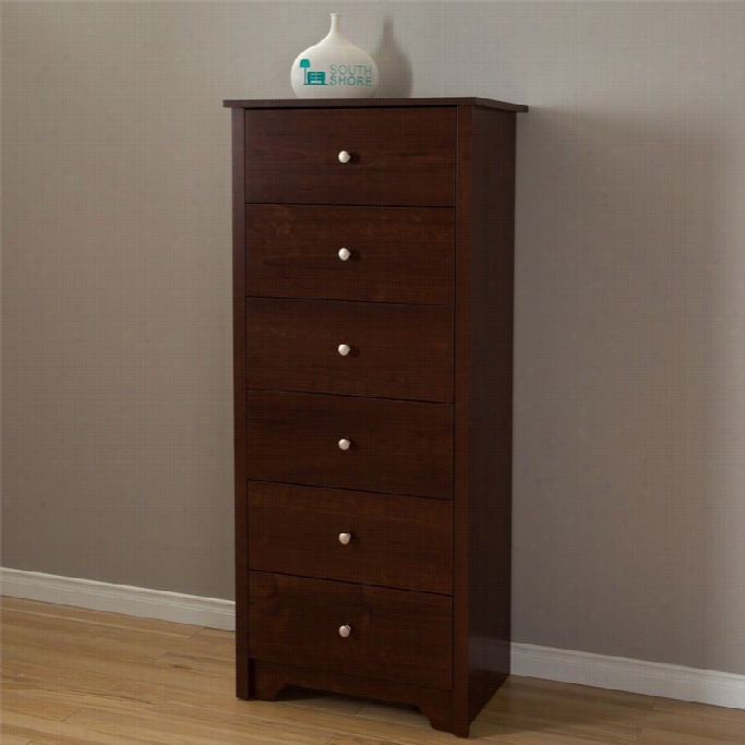 South Shore Vito 6 Drawer Wood Chets In Sumptuous Cherryy